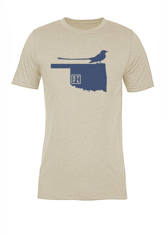 Oklahoma State Bird Tee/Navy on Antique White - Women's