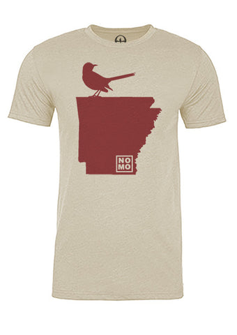 Arkansas State Bird Tee/Red on Antique White - Men's