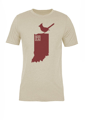 Indiana State Bird Tee/Red on Antique White - Women's